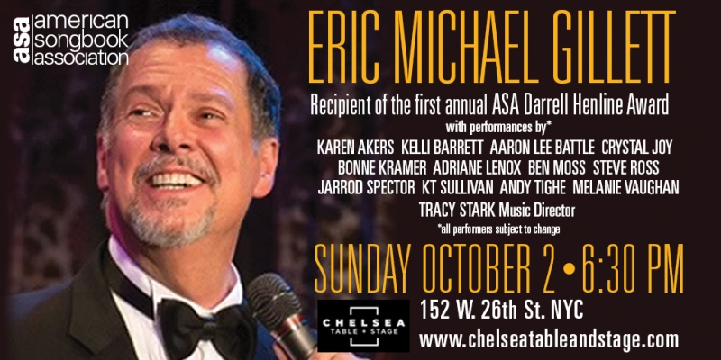American Songbook Association To Honor Eric Michael Gillett With First Darrell Henline Award 