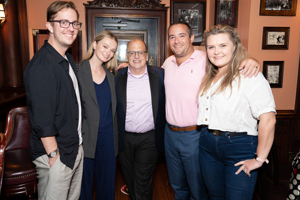 Aaron Brandon, Taylor Nederlander, John Minnock, James Titone and Carina Titone at 54 Below on August 4, 2022 Photo by Leslie Farinacci