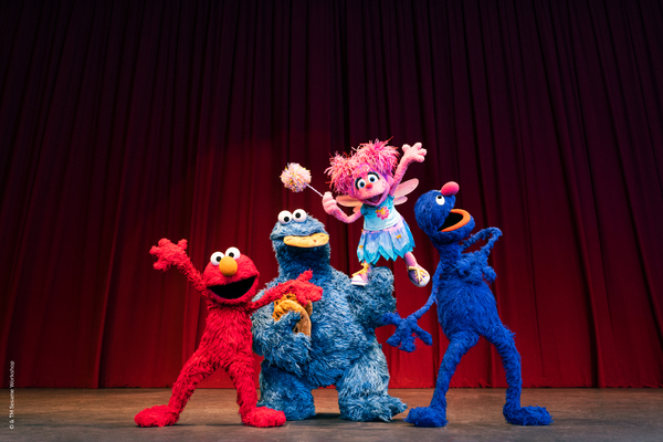 Elmo, Cookie Monster, Abby, and Grover