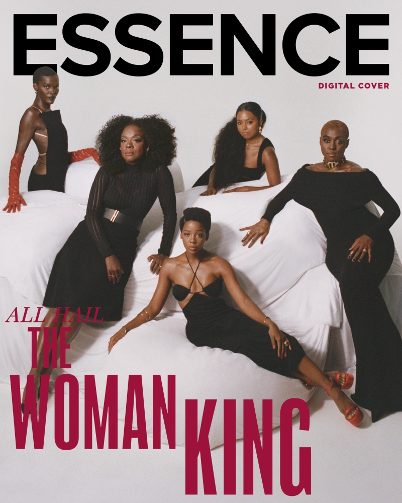Photo: Viola Davis, Adrienne Warren & THE WOMAN KING CAST Cover Essence Magazine 