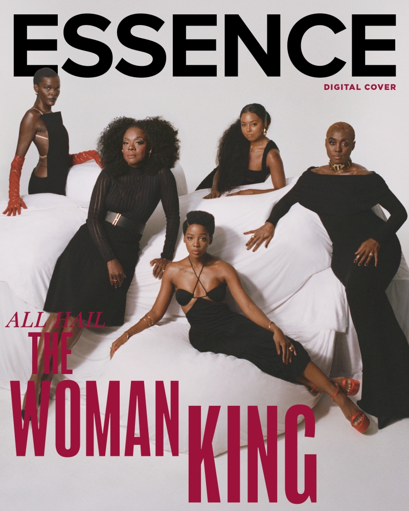 Photo: Viola Davis, Adrienne Warren & THE WOMAN KING CAST Cover Essence Magazine Image