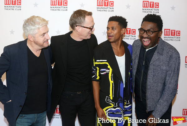 Playwright Anthony McCarten, Paul Bettany, Jeremy Pope and Director Kwame Kwei-Armah Photo
