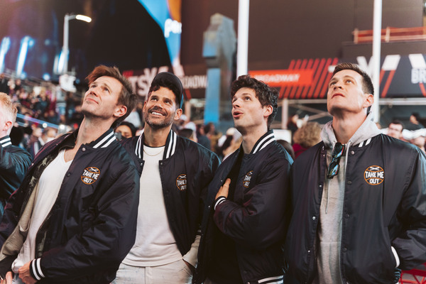Photos & Video: The Cast of TAKE ME OUT Visits New Billboard in Times Square Image