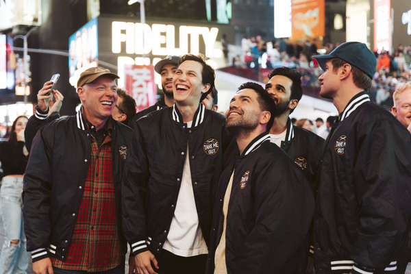 Photos & Video: The Cast of TAKE ME OUT Visits New Billboard in Times Square Image