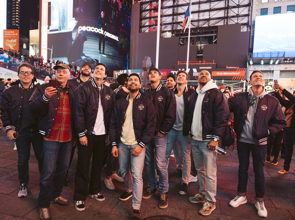 Photos & Video: The Cast of TAKE ME OUT Visits New Billboard in Times Square Image