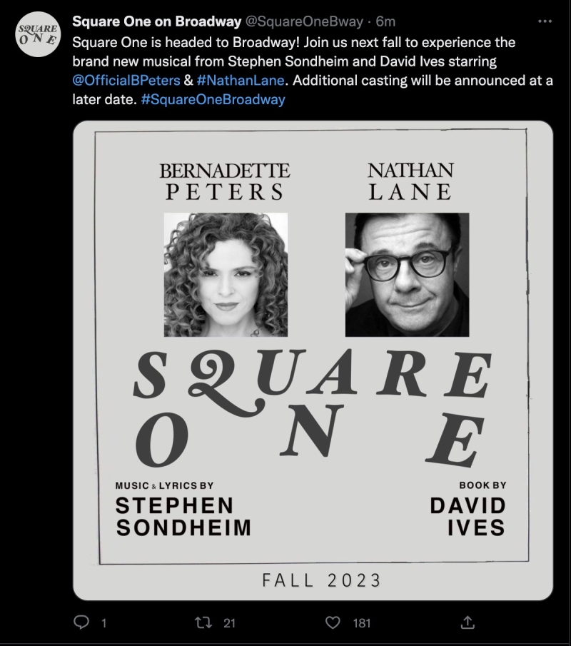 Sorry, Sondheim's SQUARE ONE is Not Coming to Broadway 