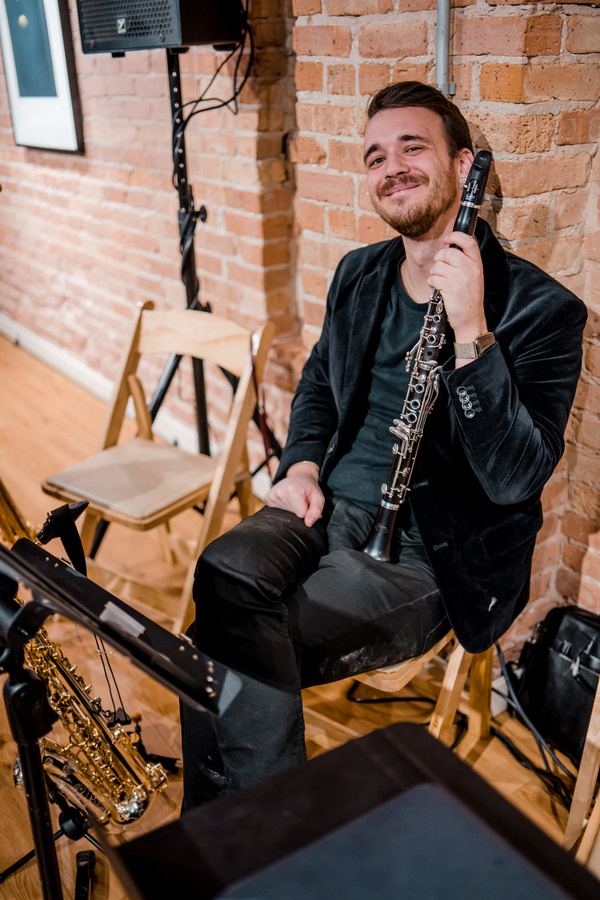 Reed specialist Matthew Beck, part of the 8-piece Jazz Band for the evening. (Photo b Photo