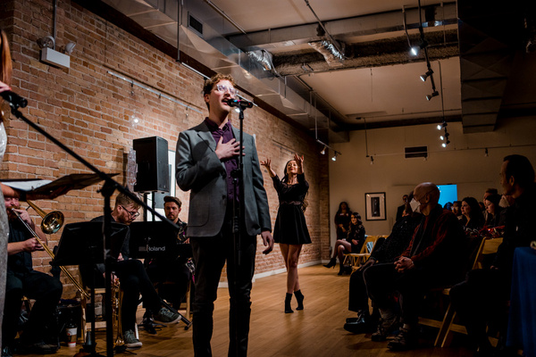 Sam Shankman, part of a trio singing the beautiful Elohai N''tzor, with Taylor Lane p Photo