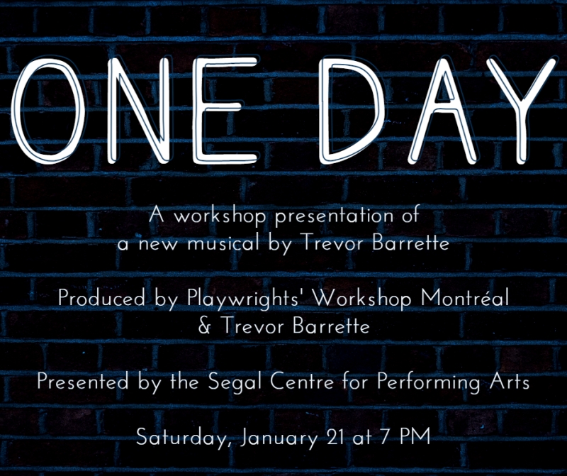 Interview: Trevor Barrette of ONE DAY at Segal Centre For Performing Arts - Studio Theatre 