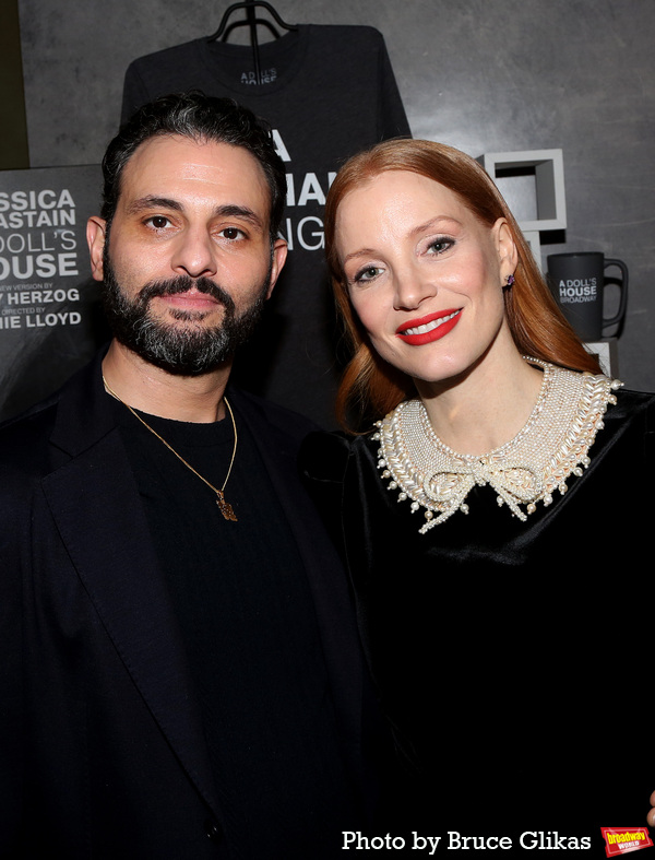 Arian Moayed and Jessica Chastain Photo
