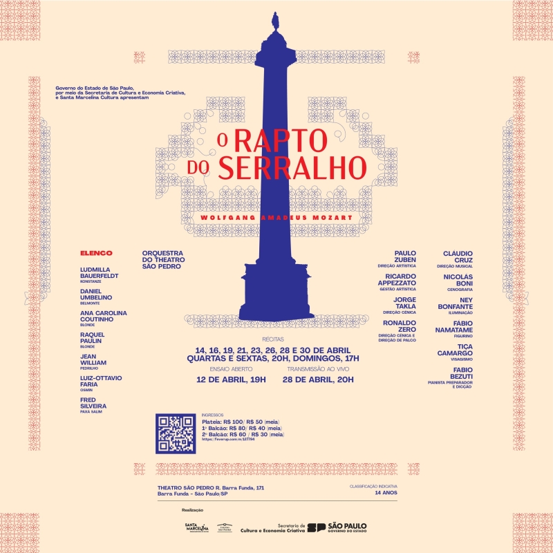 Mozart's O RAPTO DO SERRALHO (Die Entführung aus dem Serail) Opens at Theatro Sao Pedro 