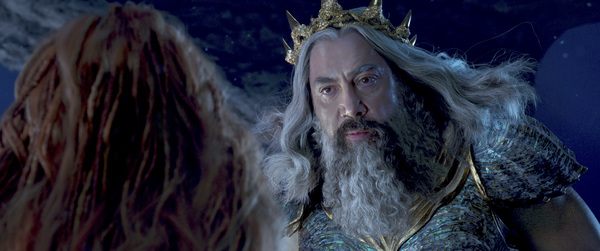 Halle Bailey as Ariel and Javier Bardem as King Triton Photo