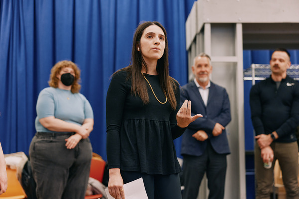 Sammi Cannold in rehearsal for Evita, at American Repertory Theater beginning May 17. Photo
