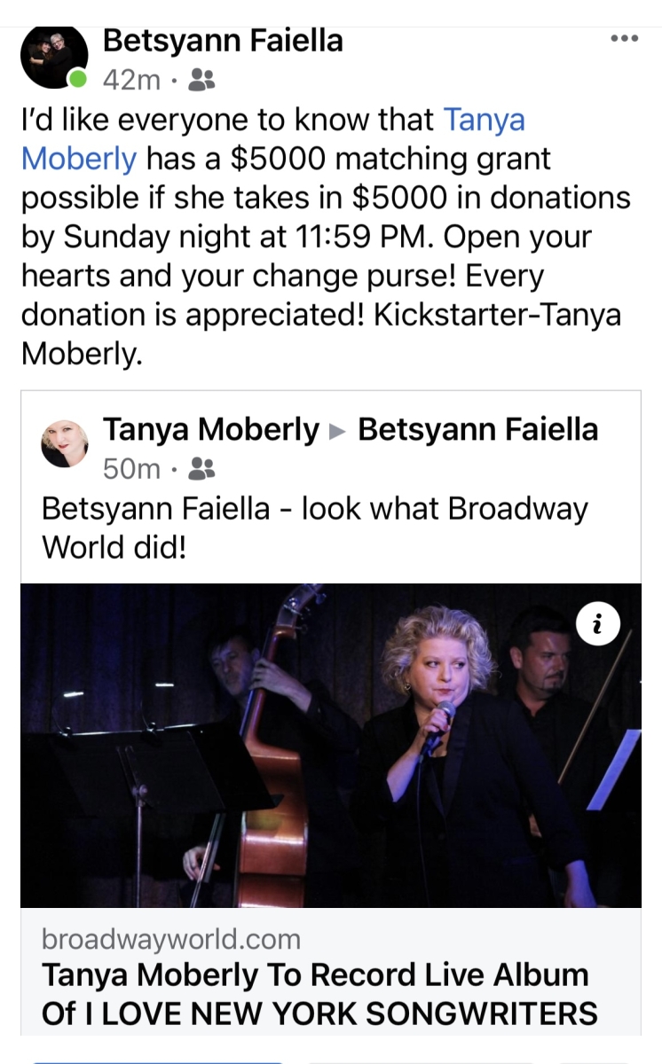 Tanya Moberly To Record Live Album Of I LOVE NEW YORK SONGWRITERS 