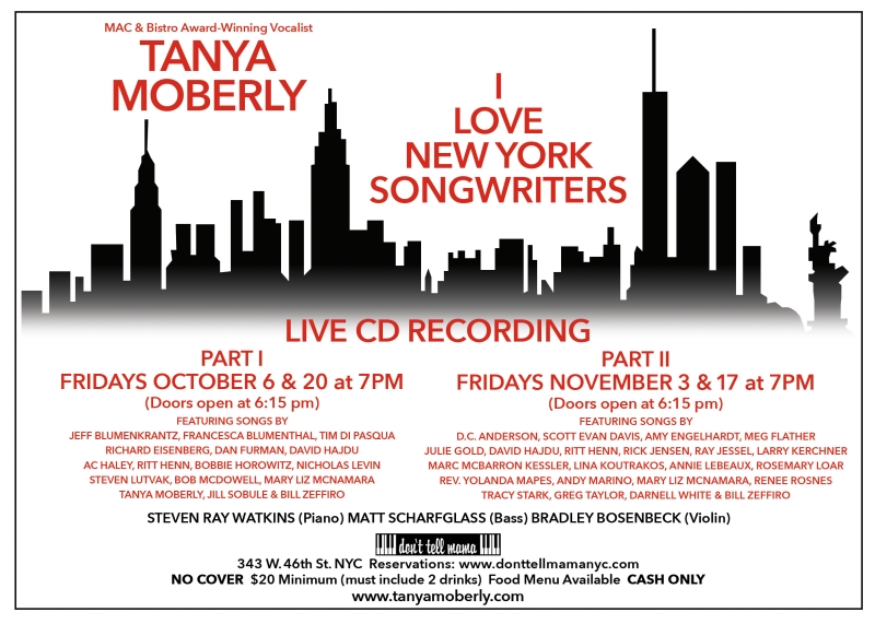 Tanya Moberly To Record Live Album Of I LOVE NEW YORK SONGWRITERS 