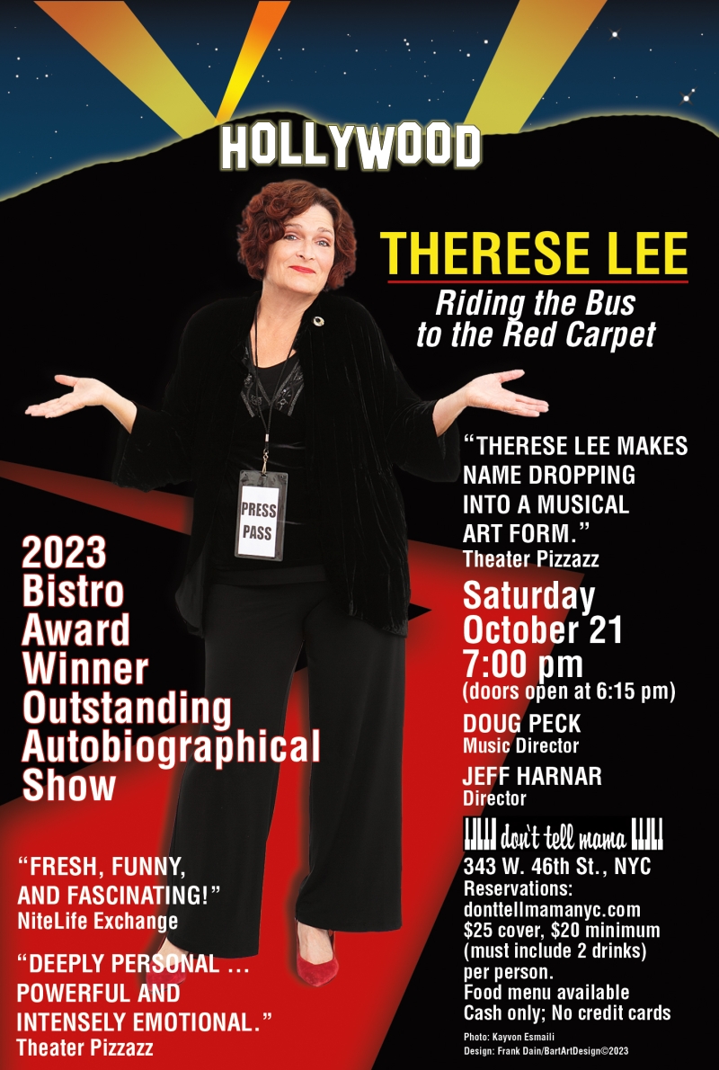 Therese Lee's RIDING THE BUS TO THE RED CARPET to Return to Don't Tell Mama in October Image