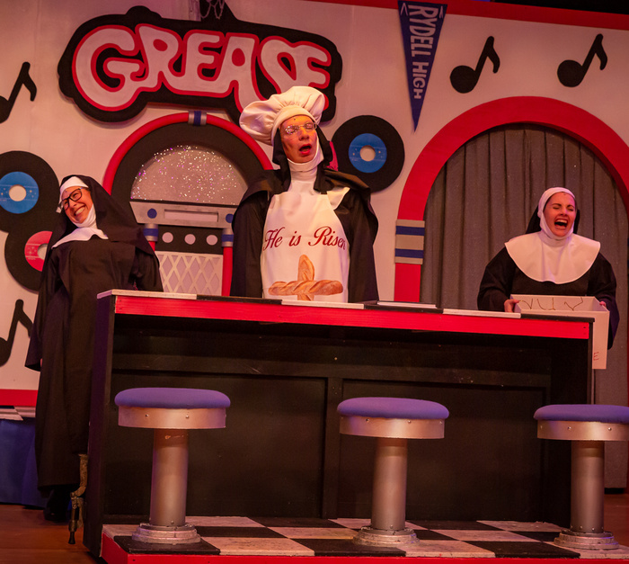 Suzy Newman, Billy Breed, Katie Worley-Beck in Nunsense at SLO Rep Photo