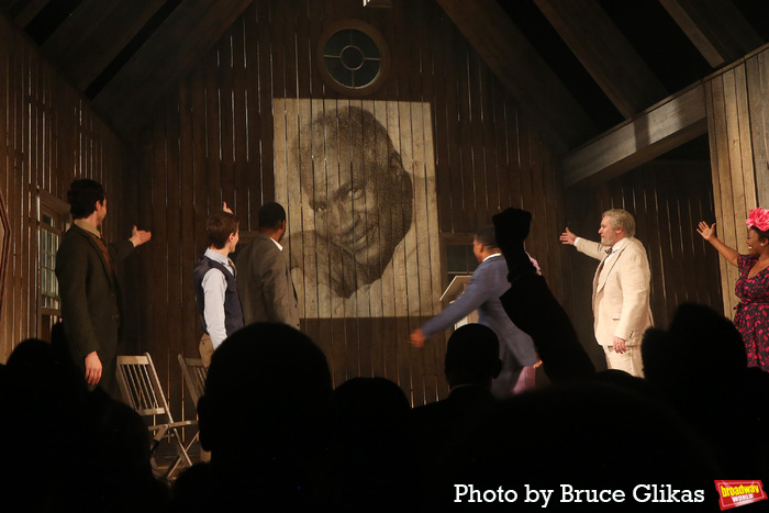 The Cast of "Purlie Victorious" with Projection of Playwright Ossie Davis Photo