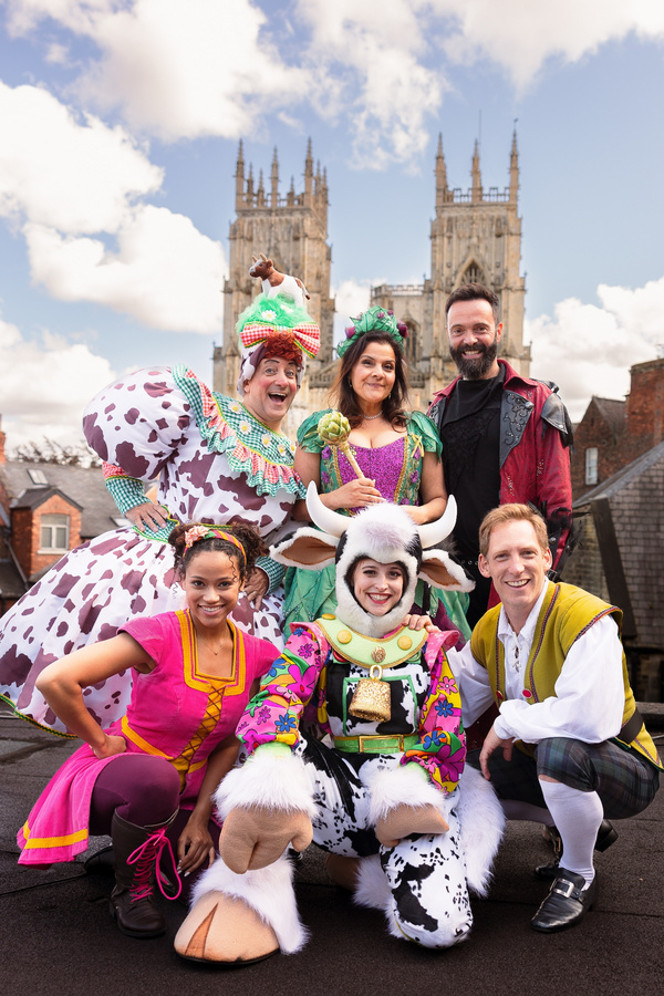 The cast of Jack and the Beanstalk at York Theatre pictured in front of York Minster  Photo