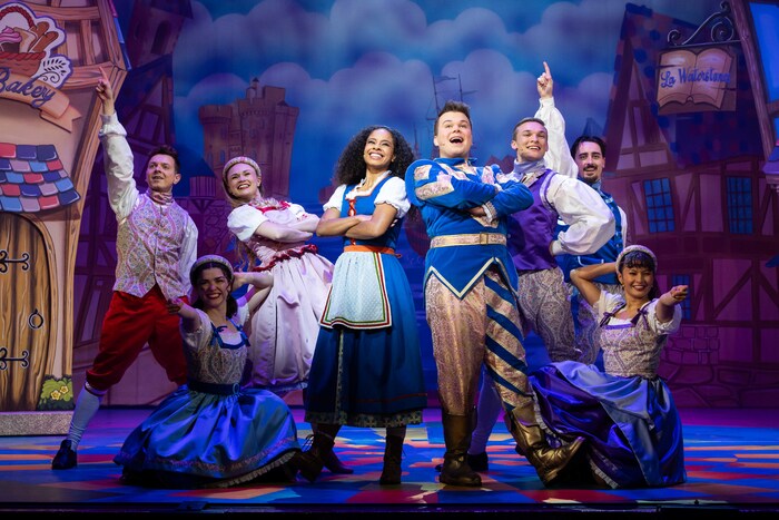 Bessy Ewa,  Max Fulham and the ensemble in Beauty and the Beast Photo