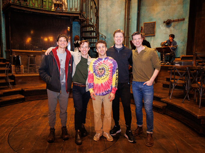 Photos: The Comedian Harmonists of HARMONY Judge HADESTOWN Holiday Dressing Room Door Contest Image