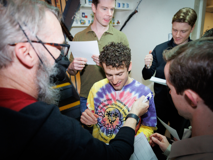 Photos: The Comedian Harmonists of HARMONY Judge HADESTOWN Holiday Dressing Room Door Contest Image