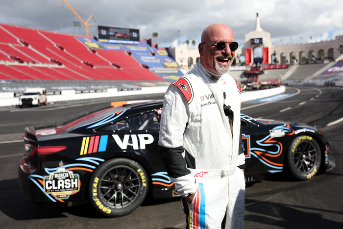 Photos: Harry Jowsey, Howie Mandel, Skeet Ulrich, and More Whip Around LA Coliseum Ahead of 2024 NASCAR Clash 