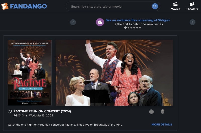 Despite Listings From National Chains, RAGTIME Reunion Concert Not Coming To Movie Theaters Next Month Image