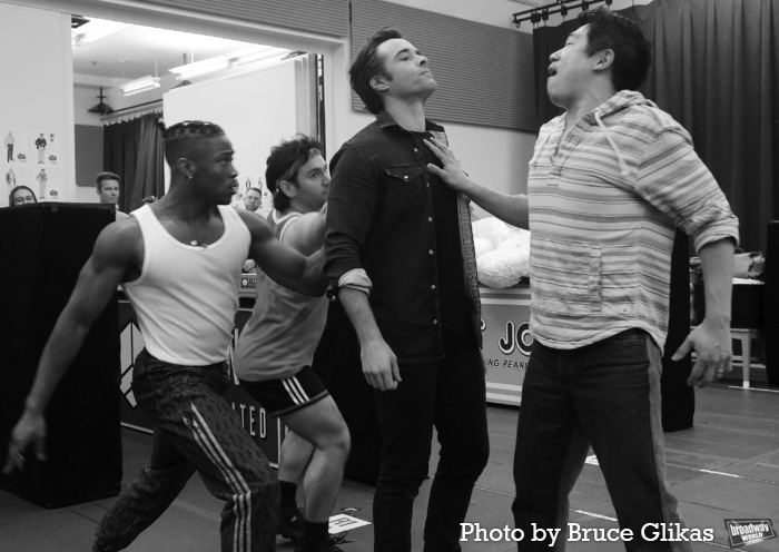 Corey Cott, Raymond J. Lee and the cast of 