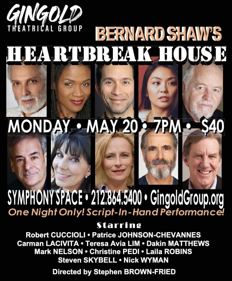 Steven Skybell, Christine Pedi & More to Star in HEARTBREAK HOUSE at Gingold Theatrical Group 