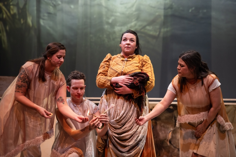 L to R - Rebecca Sadowski, Cole Alvis, Tai Amy Grauman as Iskwewo and Krystle Pederson in YOU USED TO CALL ME MARIE...photo by Emily Cooper