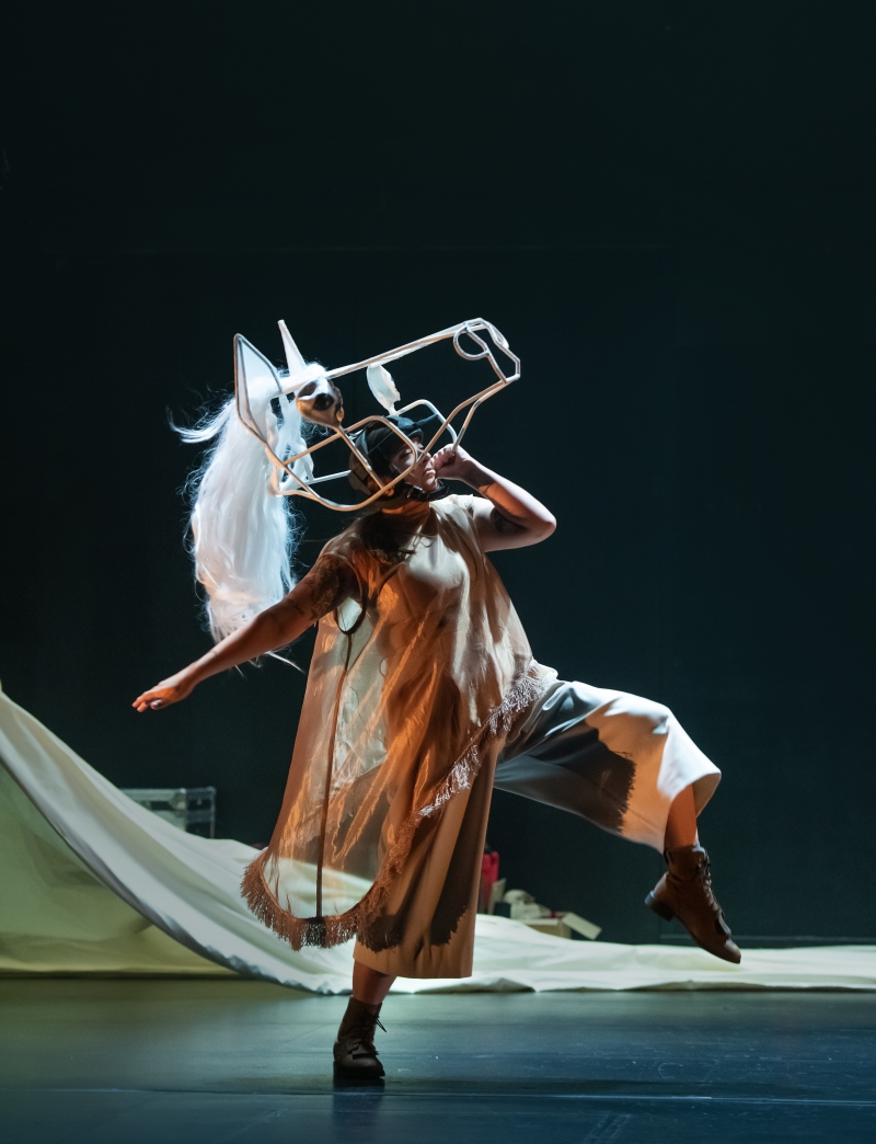 Rebecca Sadowski as Spirit Horse in YOU USED TO CALL ME MARIE... Photo by Emily Cooper.