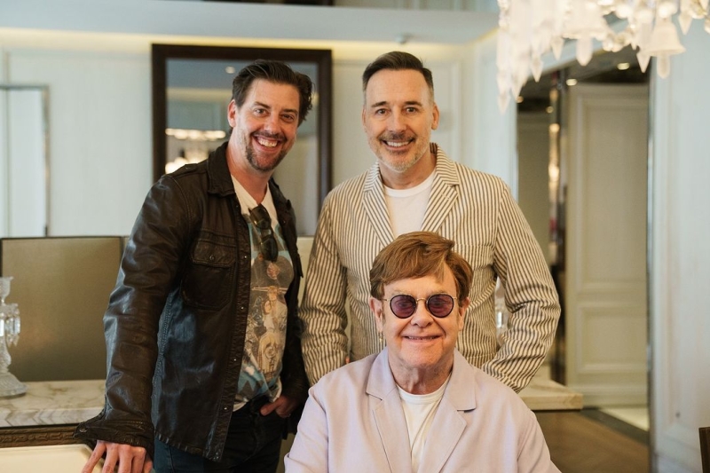 Photo: Christian Borle Meets TAMMY FAYE Composer Elton John and David Furnish  Image