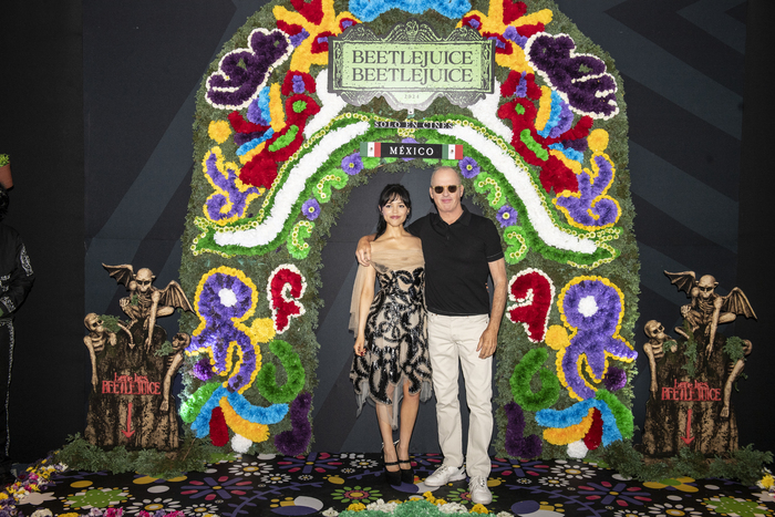 Jenna Ortega and Michael Keaton attend the Photo Call for Warner Bros. Pictures' BEET Photo