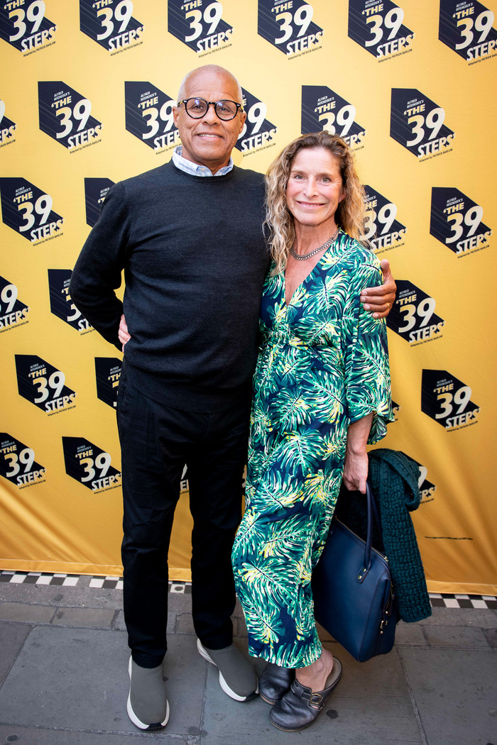 Gary Wilmot and Sarah Hill arrive at The 39 Steps press night at the Trafalgar Theatr Photo