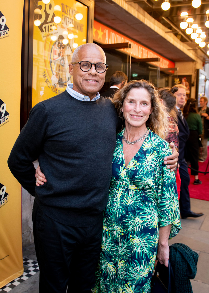 Gary Wilmot and Sarah Hill arrive at The 39 Steps press night at the Trafalgar Theatr Photo