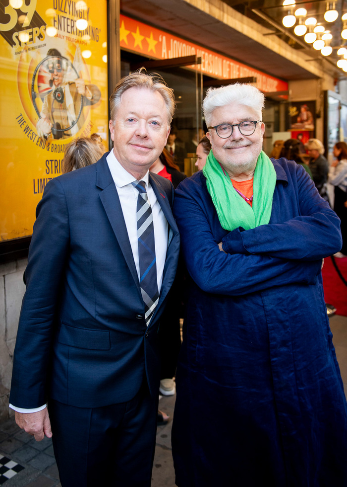 Edward Snape and Patrick Barlow arrive at The 39 Steps press night at the Trafalgar T Photo