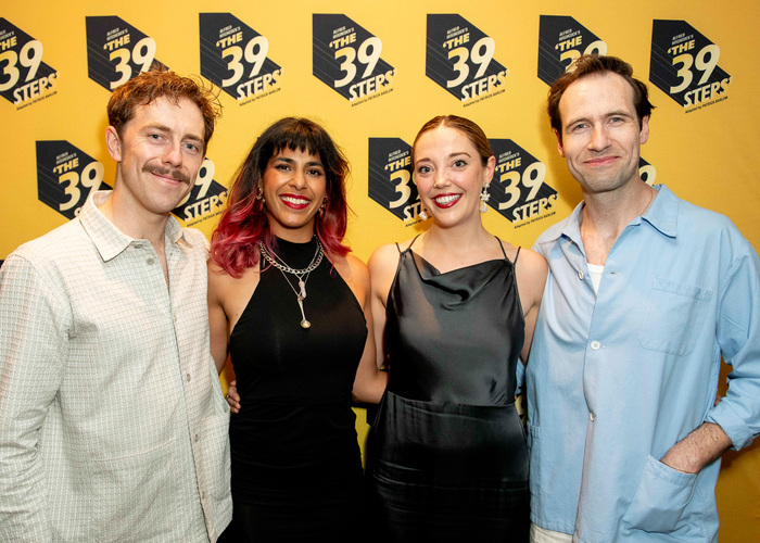 Tom Byrne, Safeena Ladha, Maddie Rice, and Eugene McCoy attend The 39 Steps press nig Photo