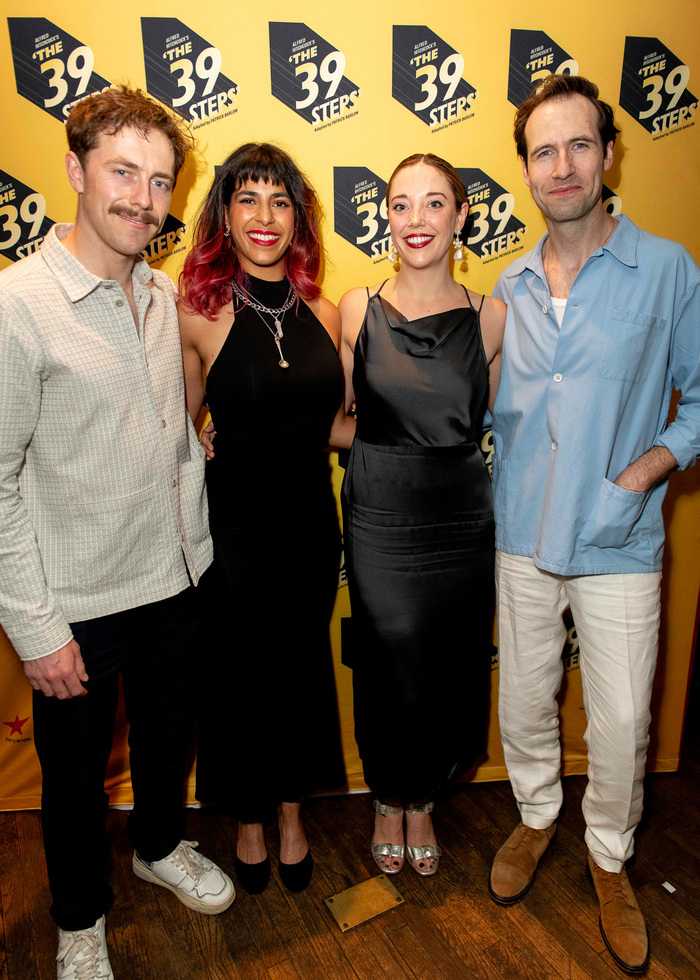 Tom Byrne, Safeena Ladha, Maddie Rice, and Eugene McCoy attend The 39 Steps press nig Photo