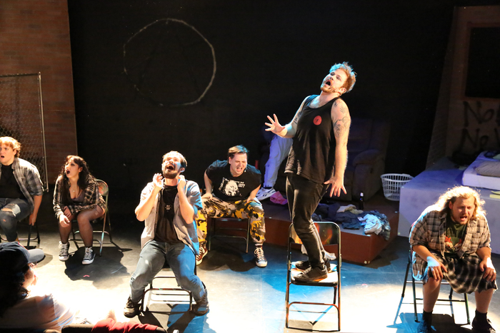 Clayton Humburg and the company of New Line Theatre's AMERICAN IDIOT Photo