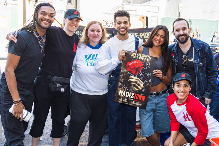 Jordan Fisher, Maia Reficco, and the Hadestown table Photo