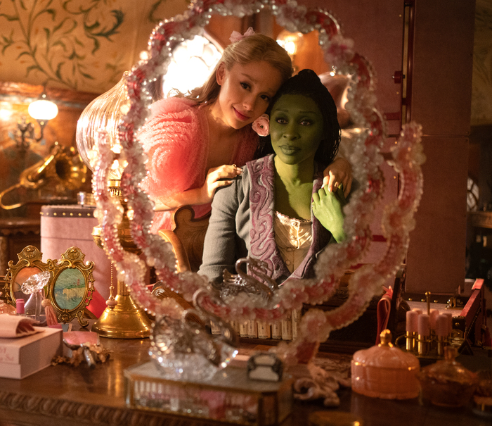 Ariana Grande is Glinda and Cynthia Erivo is Elphaba Photo