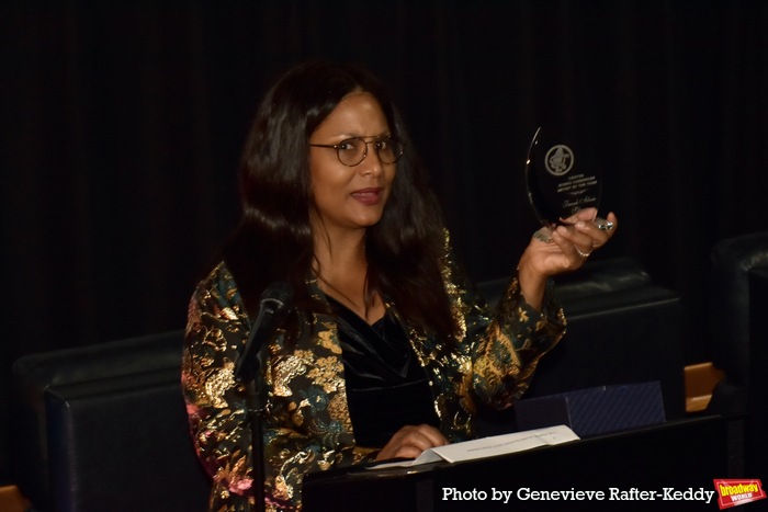 Magaly Colimon-Christopher with Award for the family of Frank Silvera Photo