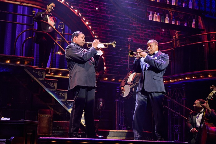 James Monroe Iglehart as Louis Armstrong and Gavin Gregory as King Joe Oliver and Com Photo