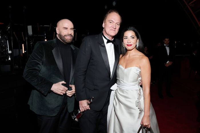 John Travolta, Quentin Tarantino, and Amy Homma, Director and President, Academy Muse Photo