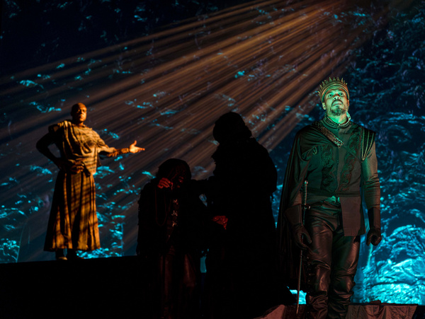 Ray Fisher, R.J. Foster, with the cast of Macbeth. Photo