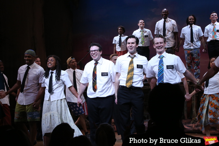 Jacques C. Smith, Keziah John-Paul, Jordan Matthew Brown, Kevin Clay, PJ Adzima & the cast of 'The Book of Mormon' at 