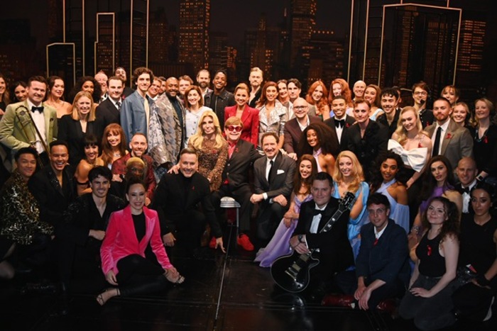 Elton John, David Furnish, Donatella Versace, and the cast and producers Photo