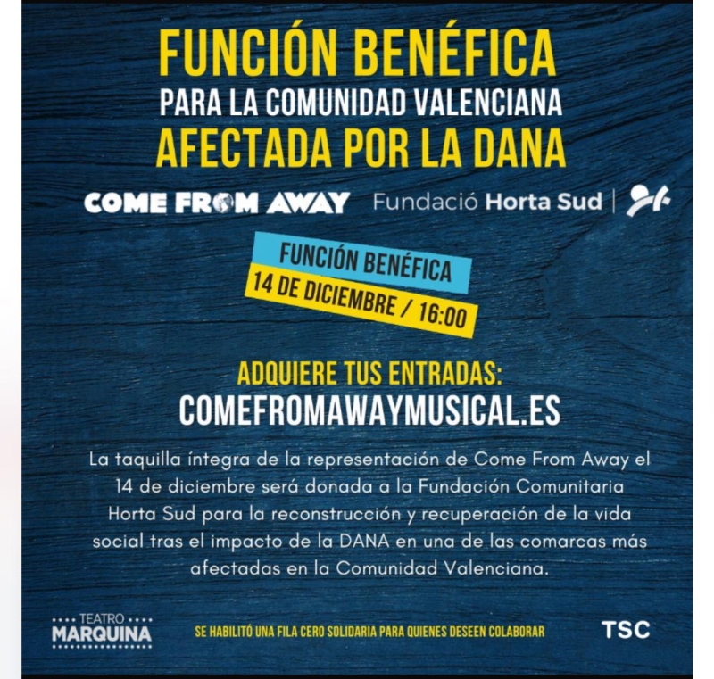 COME FROM AWAY hará una función benéfica para los afectados de la Dana  Image