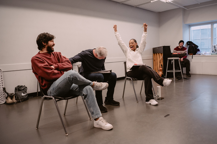 Photos: Hailey Kilgore, Carlos Valdes, and Tom Hewitt in HADESTOWN Rehearsals Image